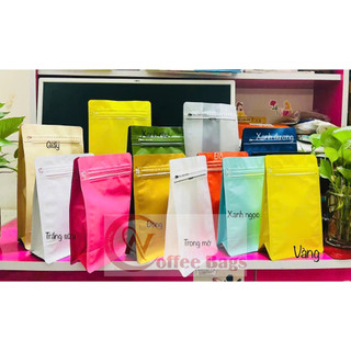 {1kg/size} -  túi 8 cạnh đáy bằng đựng cafe, bột, hạt (Màu: Vàng, xanh rêu, đen, trắng sữa, đỏ, giấy, bạc, giấy)