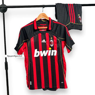 Bộ quần áo bóng đá CLB AC Milan Mẫu Retro - Hàng cao cấp, vải mè phom 50-90kg