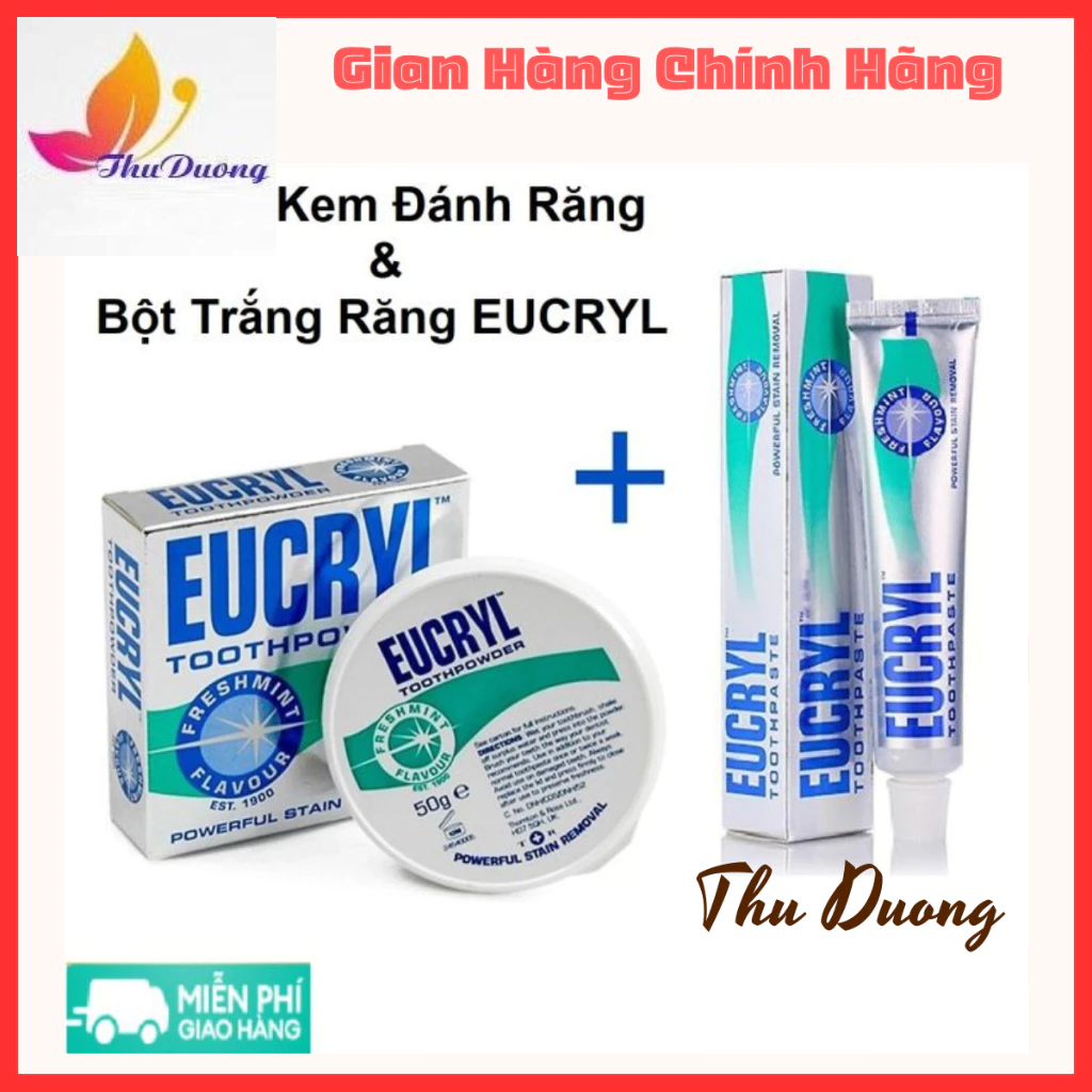 Combo kem đánh răng và bột làm trắng răng Eucryl