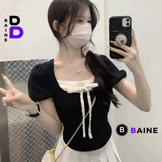 Áo Croptop Nữ CỔ BÈO TAY PHỒNG Buộc Nơ Vạt Tròn Bầu Kiểu Trơn CR75, Áo Thun Chất Thun Gân Ôm Body BAINE