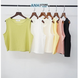 Áo Croptop nữ Sát Nách vải thun Xốp Cao cấp thời trang ANHSTORE , Áo thun Xốp croptop nữ màu Pastel thời trang