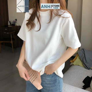 Áo thun cotton nữ tay ngắn trơn basic, chất thun cotton mền mại ANHSTORE , phong cách Hàn Quốc
