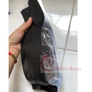 [1kg/size] túi 4 cạnh đen - hông trong, dùng đựng bột, hạt, cafe