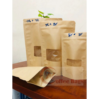 {GIÁ THANH LÝ - 1kg/size} túi zip giấy kraft có cửa sổ (SẢN PHẨM Y HÌNH)
