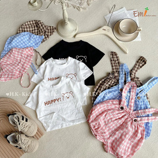 Set yếm cho bé gái, set đồ bé gái: yếm + áo + mũ vải cotton cao cấp. thời trang hè cho bé
