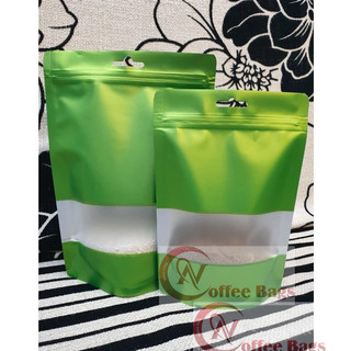 {1kg/Size} Túi zipper cửa sổ màu xanh lá