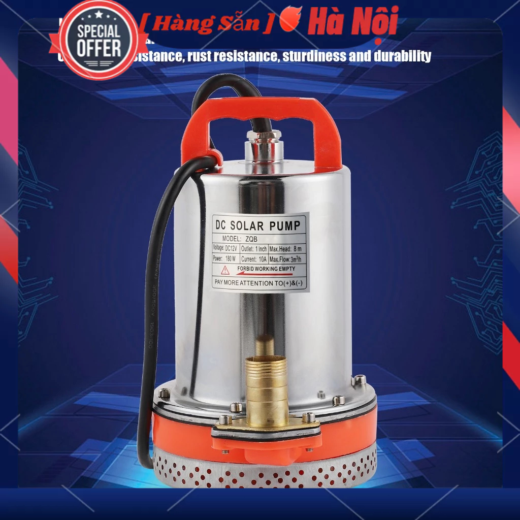 Máy bơm nước chìm 12v - máy bơm tõm 12v 180W Máy Bơm Chìm Năng lượng mặt trời CoinisiCoo