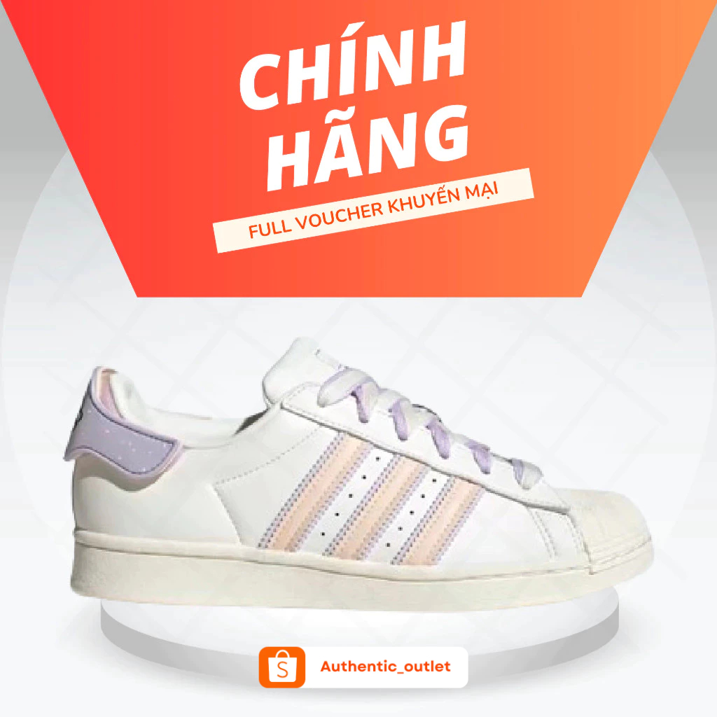[CHÍNH HÃNG] Giày Adidas Superstar ‘White Purple Pink’ H03727, Nam và nữ chuẩn authentic outlet