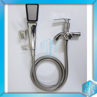 Bộ củ sen 1 đường nước lạnh kèm tay sen tăng áp vuông nhựa ABS mạ Crom mặt inox 304 chống rỉ sét thế hệ mới