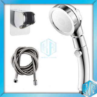 Bộ tay sen, vòi sen tắm tăng áp màu bạc cao cấp xoay 360 độ, 3 chế độ nước phù hợp mọi thời đại - QM048