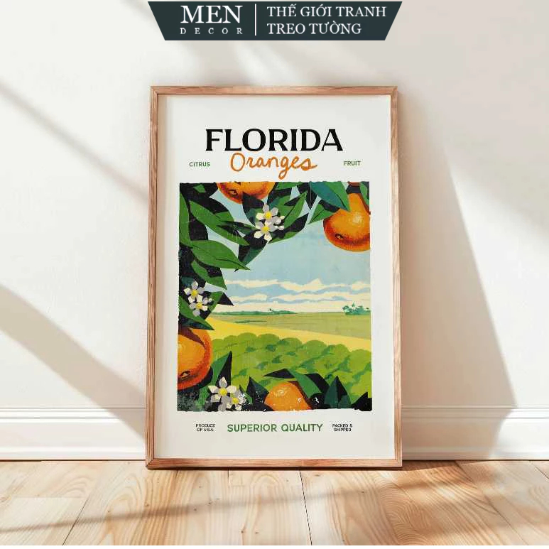 Tranh treo tường, Farmhouse Florida Retro Kitchen Art Decor Florida, nhận in theo yêu cầu, tặng kèm 