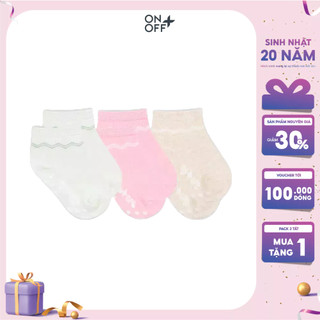 Clearance sale | Pack 3 đôi tất bé gái 6-24 tháng tuổi ONOFF 100% cotton thấm hút vượt trội - H11SQ19067