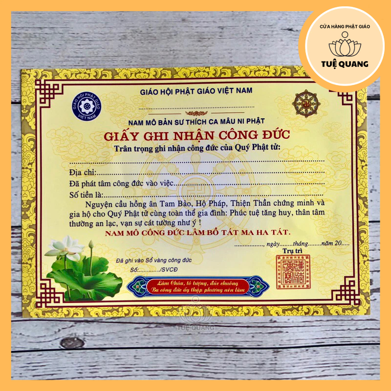 Tập 100 Tờ Giấy Ghi Nhận Công Đức