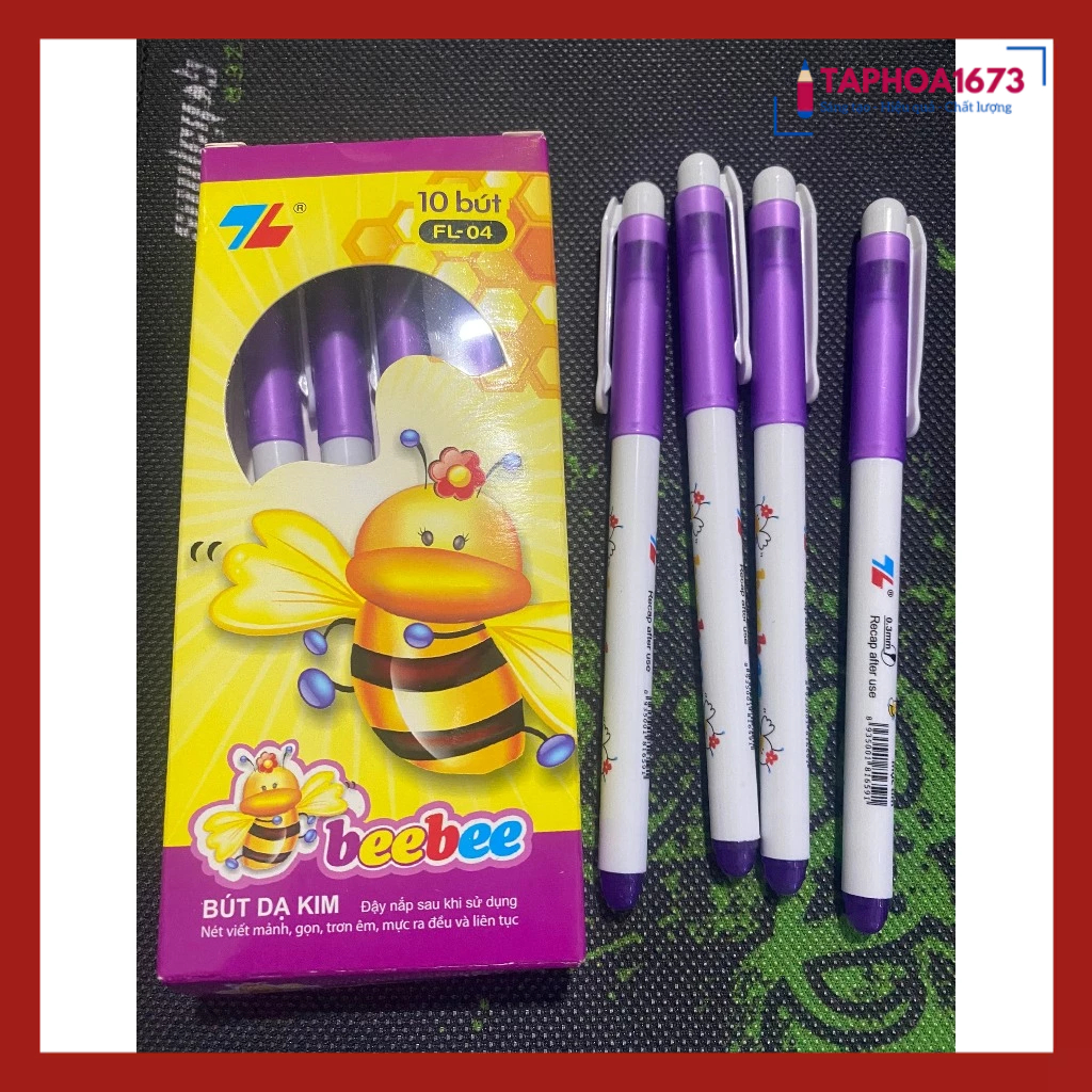 Bút Dạ Kim BEE BEE Tím TL FL-04 Trơn Êm (Hộp 10 Chiếc)