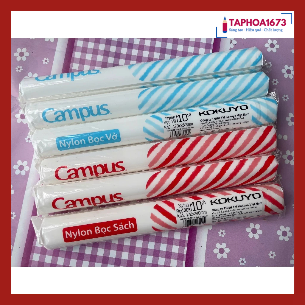 Bọc Sách, Bọc Vở Campus Nylon Trong Suốt Cao Cấp (Ống 10 Tờ)