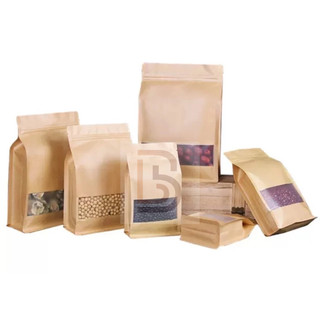 [500gr/size] túi giấy 8 cạnh đáy vuông có cửa sổ, có cán màn chống thấm