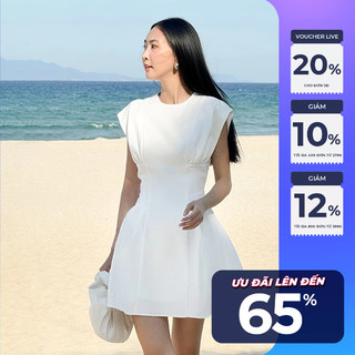 Đầm xòe ngắn cotton phối nhún Maybi