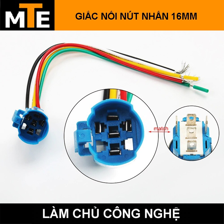 Giắc nối nút nhấn, công tắc đèn led 16mm