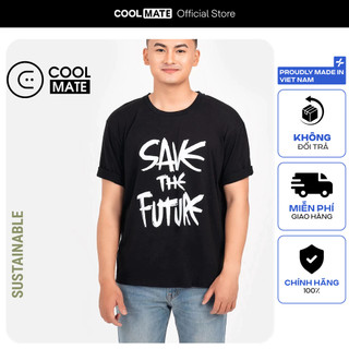 [Outlet Không đổi trả] Áo thun OVERSIZE in Save The Future CLEAN VIETNAM  màu Đen Coolmate
