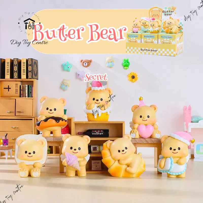 BLIND BOX hộp mù, túi mù đồ chơi giải trí tượng mô hình gấu bơ Butter Bear mini đáng yêu BUTTER BEAR
