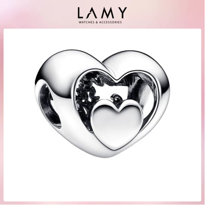 Charm bạc LAMY Thông điệp tình yêu Openwork Heart Script 1242