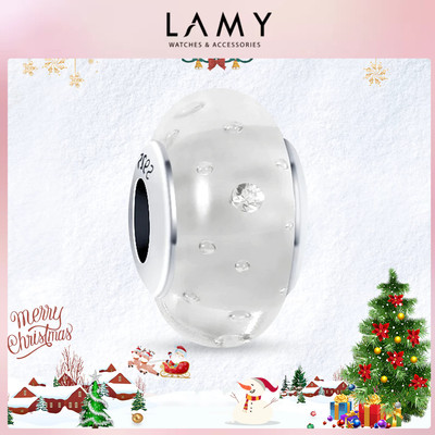 Charm bạc LAMY White twinkle glass murano 1122