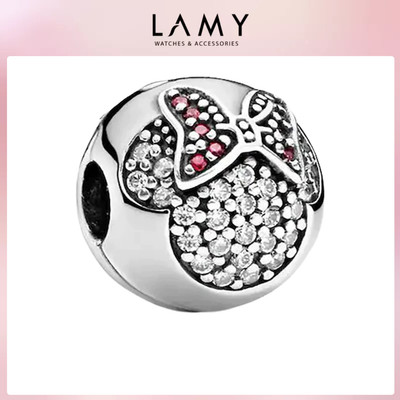 Charm bạc LAMY Đá tròn lấp lánh Minnie Mouse 1237