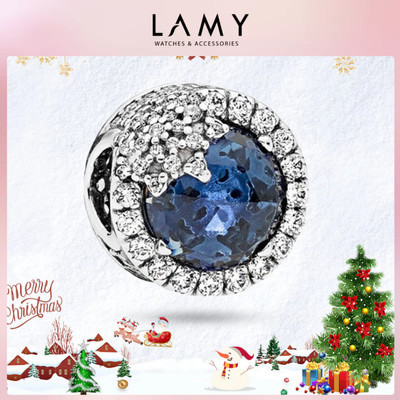 Charm bạc LAMY Đá tròn bông tuyết xanh Blue Dazzling Snowflake 1228
