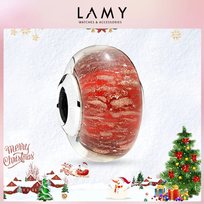 Charm bạc LAMY Red Twinkle Glass Murano 1124