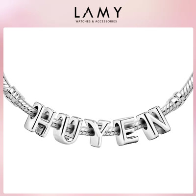 Charm bạc LAMY mix tên Huyền - Charm bảng chữ cái cao cấp