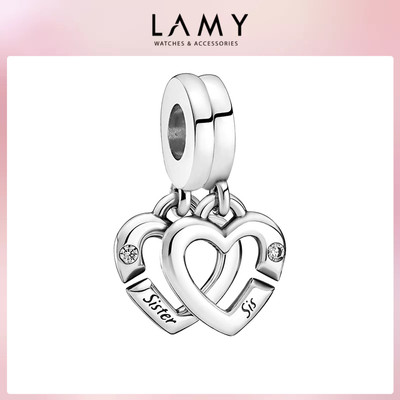 Charm bạc LAMY Trái tim đôi Linked Sister Hearts Split 1189
