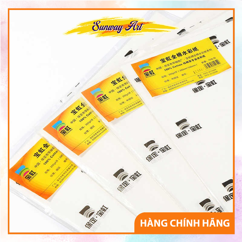 Giấy vẽ A3/4/5 lỡ màu nước baohong 100% cotton 300g