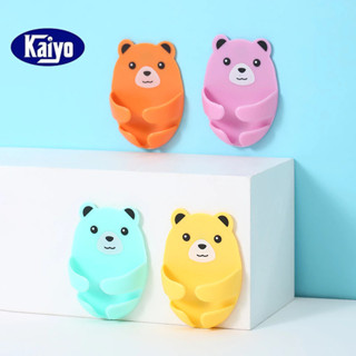 Kaiyo Móc treo ổ cắm hình gấu hoạt hình 4 màu dễ thương tiện dụng định cáp đa năng tiện lợi
