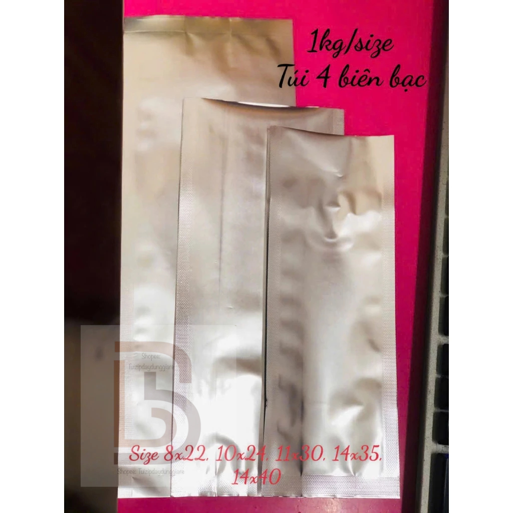 {1kg/size} túi cafe 4 cạnh màu bạc, đựng trà, cafe, bột...