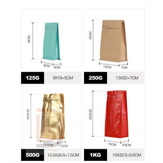 [1kg/size] túi zipper 8 cạnh đựng cafe - ĐÃ ĐÓNG VAL (Full size, nhiều màu)