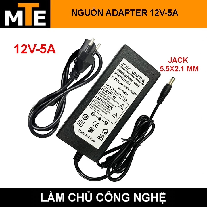 Nguồn adapter 12V 5A jack DC 5.5*2.1 mm