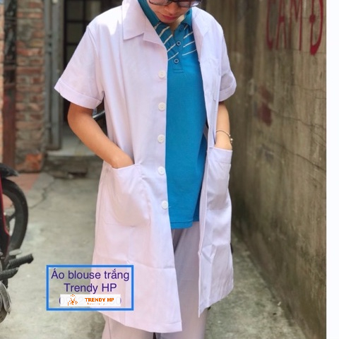 [Giá sỉ] Áo blouse trắng cộc tay, dài tay nam nữ đứng dáng chuẩn form (có áo blu nam nữ dài tay và cộc tay)