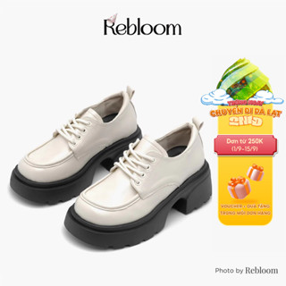 Giày oxford Rebloom - Giày da nữ đế cao 6cm bản da lì thắt dây siêu xinh, tôn dáng