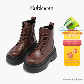Bốt nữ Rebloom - Boot martin đế cao 7cm cổ cao 15cm, 2 bản màu đen - nâu dễ phối, siêu xinh dành cho nữ