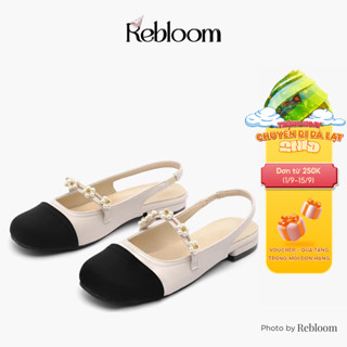 Giày bệt nữ Rebloom - Giày búp bê quai ngang đính vòng hoa dây đeo gót co dãn - R616
