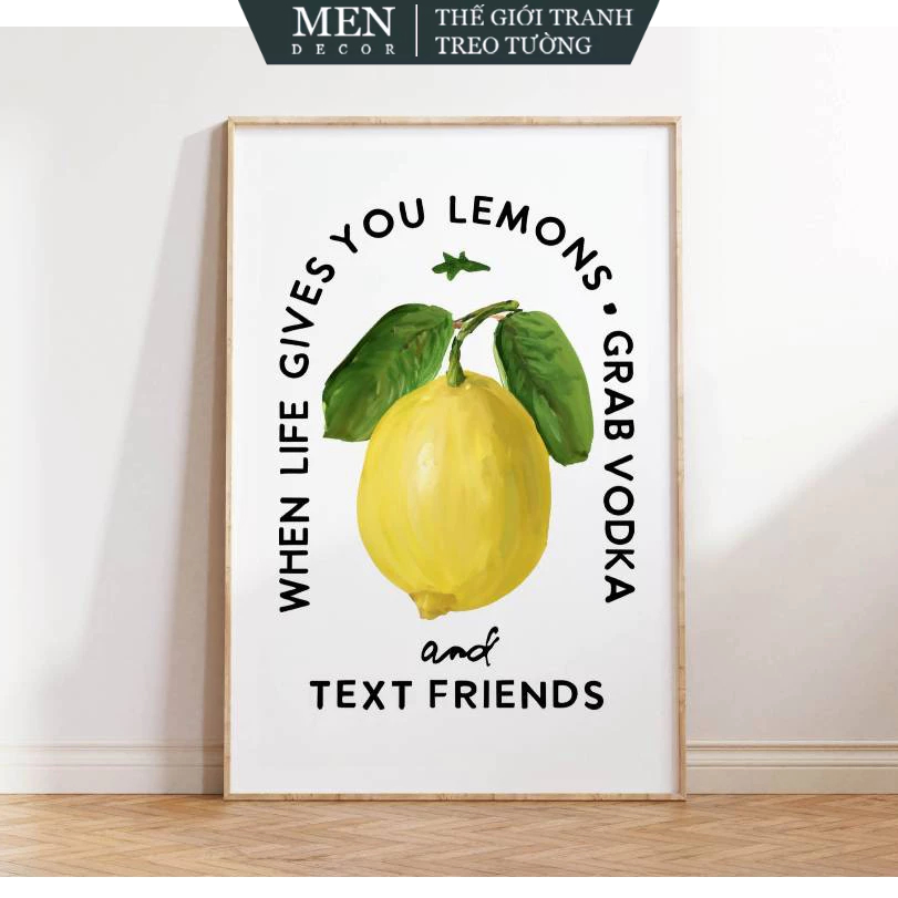 Tranh treo tường, Lemon Vodka Wall Art Vodka Bar Decor Lemon Vodka Print, nhận in theo yêu cầu, tặng