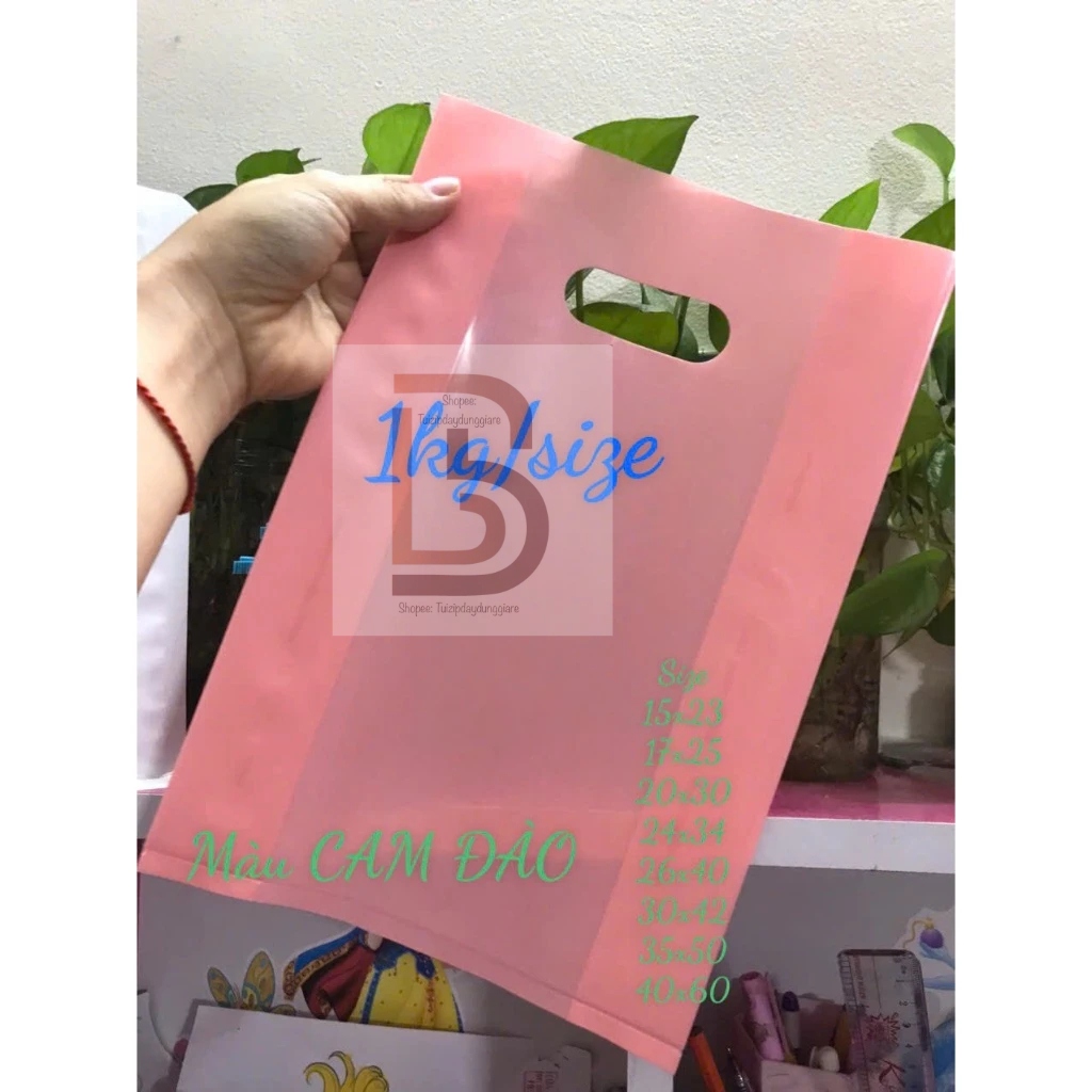 [1kg/size] - túi nilon bóng dẽo MÀU CAM PASTE