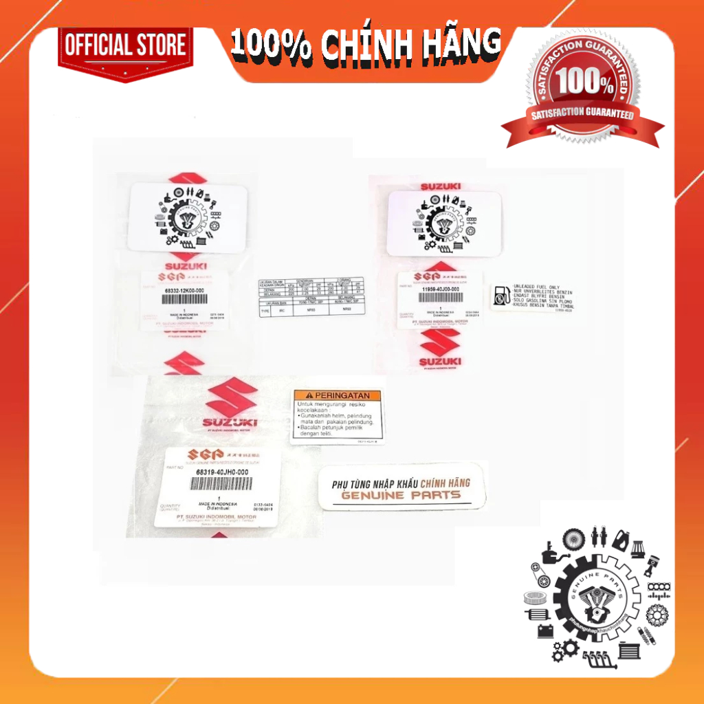 Bộ tem thông số SATRIA FI, RAIDER FI chính hãng, Tem kĩ thuật Raider Fi