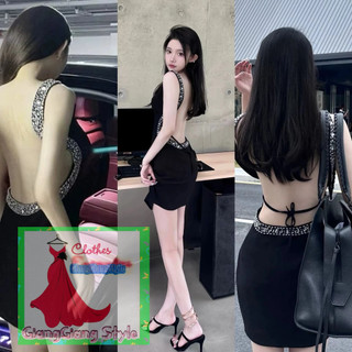 VÁY TAPTA XÒE NHẸ CỔ TIM ĐÍNH HẠT LƯNG TRẦN 090424