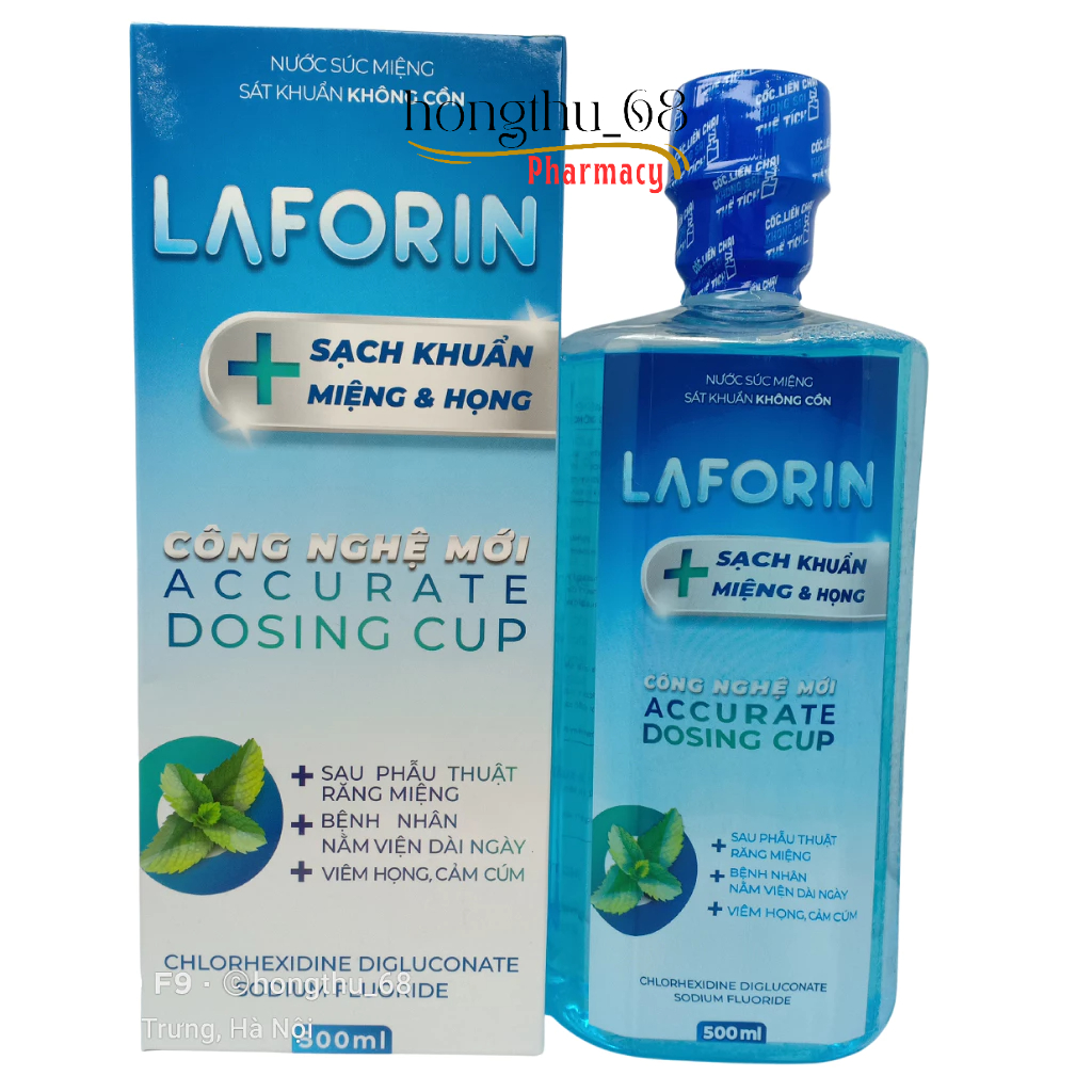 Nước súc miệng sát khuẩn không cồn LAFORIN công nghệ mới chai 500ml