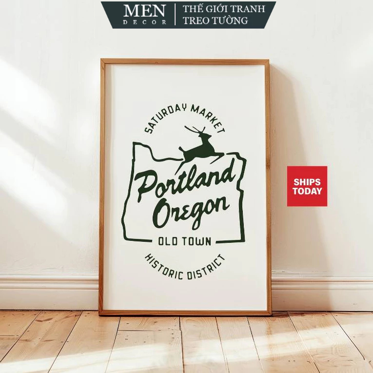 Tranh treo tường, Portland Travel Print Oregon Art Wall Decor Oregon, nhận in theo yêu cầu, tặng kèm