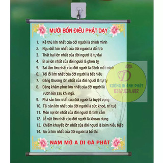 Bức Mười Bốn điều Phật dạy kích thước 40 x 60cm nẹp sáo Nhôm