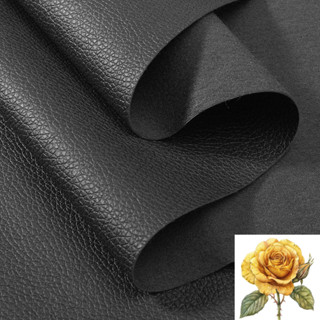 Vải da simili PVC Khổ 1,4m - vải giả da may túi, làm dép, bọc ghế sofa - màu đen có vân