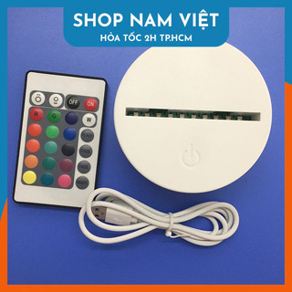 Đế Đèn LED 3D Gỗ / Nhựa - (Remote, 16 Màu Đèn) (Không kèm tấm mica)