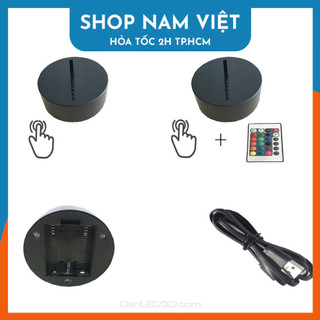 Đế Đèn LED 3D Gỗ / Nhựa - (Remote, 16 Màu Đèn) (Không kèm tấm mica)